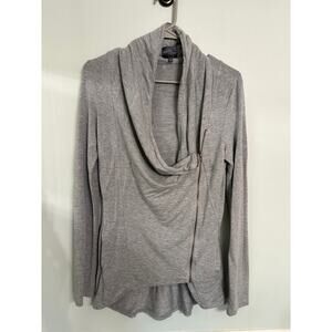 Market & Spruce Gray Asymmetrical Zip Cowl Neck Cardigan